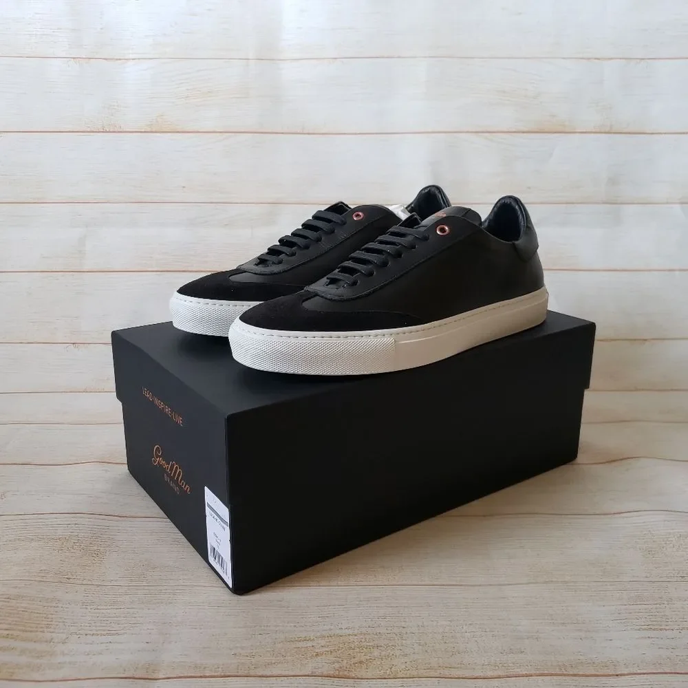 Good Man Brand Legend Court Nappa Italy Leather Suede Black Sneakers Size 10